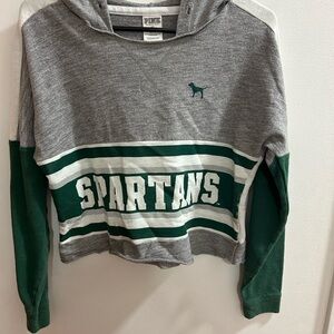 PINK Victoria's Secret Spartans Cropped Hoodie‎ Sweatshirt Womens XS